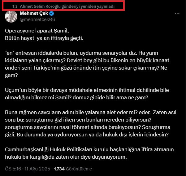 Mehmet Cek Tweet